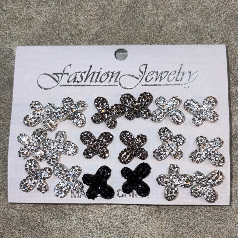 Fashion Jewelry Silver and Black Butterfly Earrings